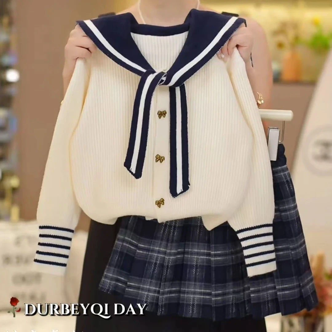 巴拉巴拉男孩女孩新款洋气中大童针织外套小女孩秋季百褶裙两件套