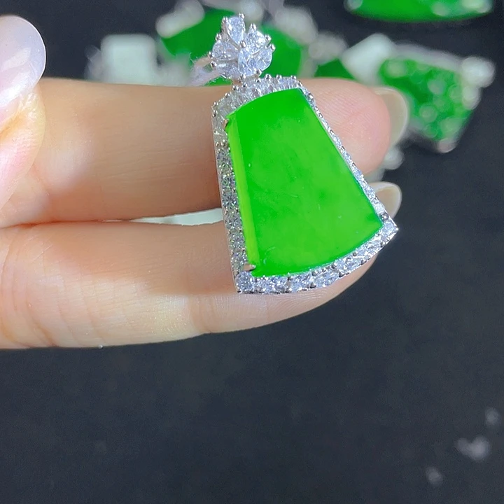 翡翠银S925镶嵌吊坠(不含链)