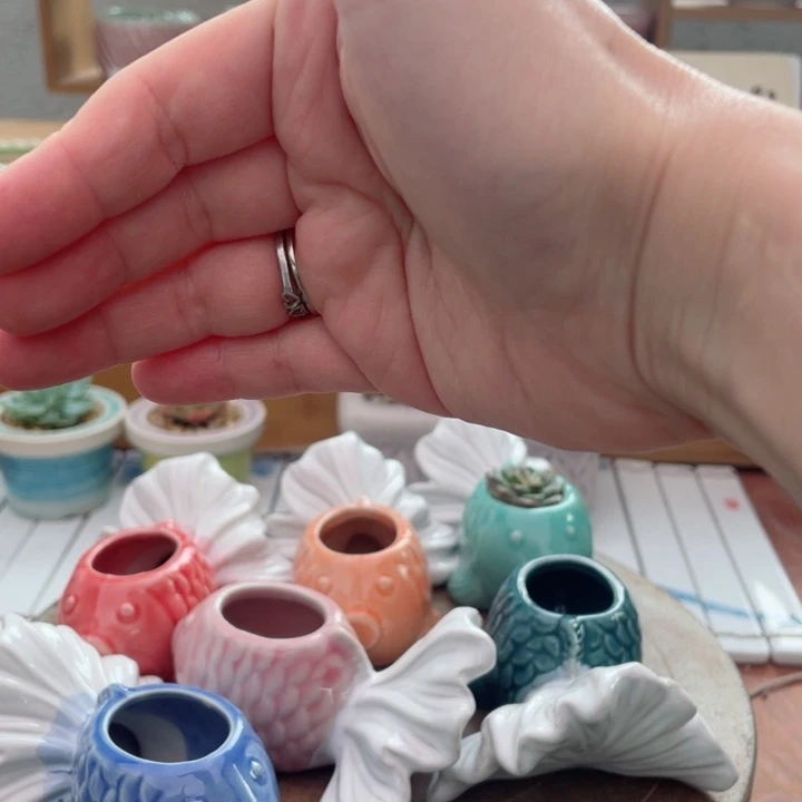 半手工花盆浮力炸开波