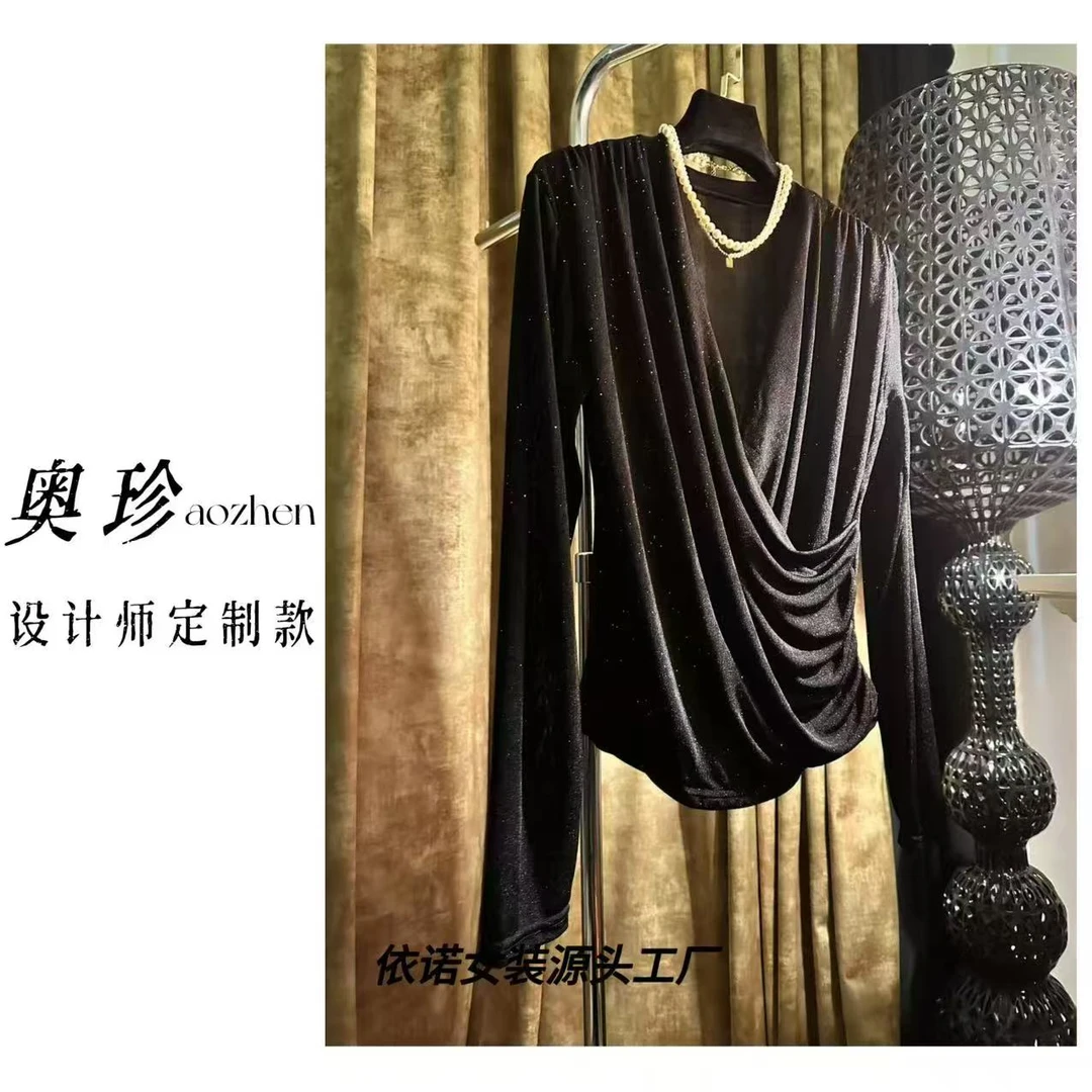 【精致女人】法式气质长袖t恤时尚洋气小众设计感小衫别致绝美短