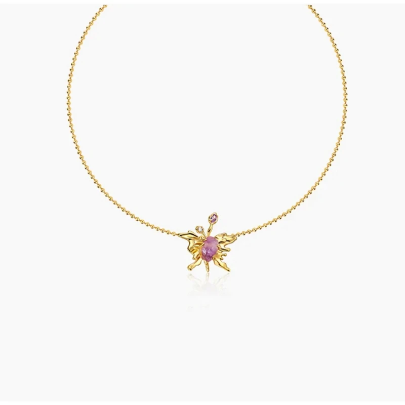 铜合金项链 气质彩色个性蝴蝶项链XL17