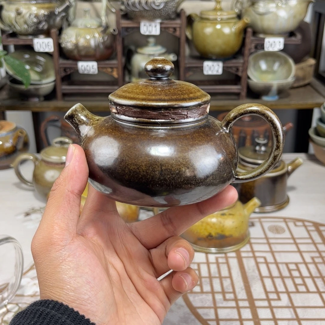 200cc白泥柴烧寒江壶，古法传承裸坯柴烧