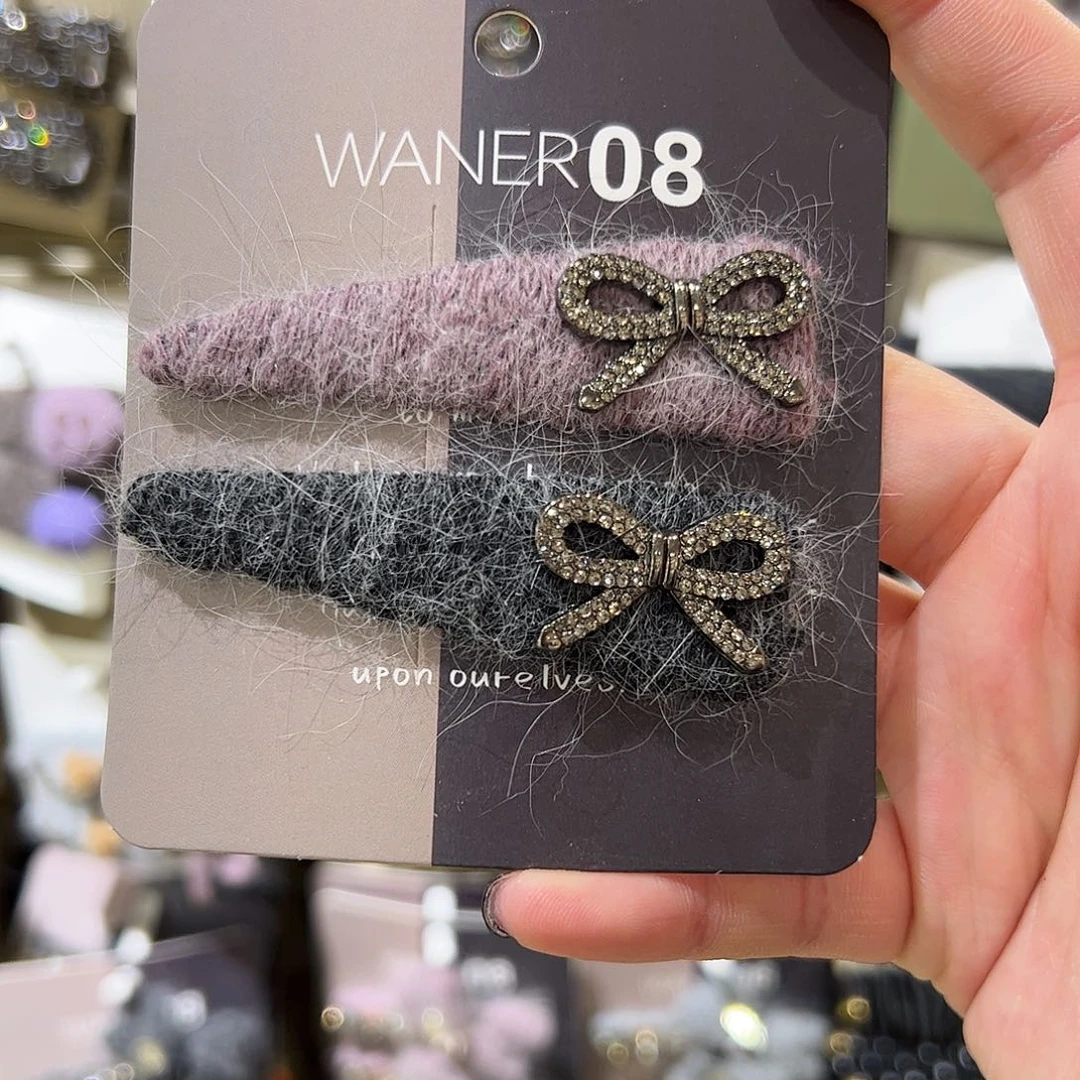 布艺非金属拼色蝴蝶结拜拜夹