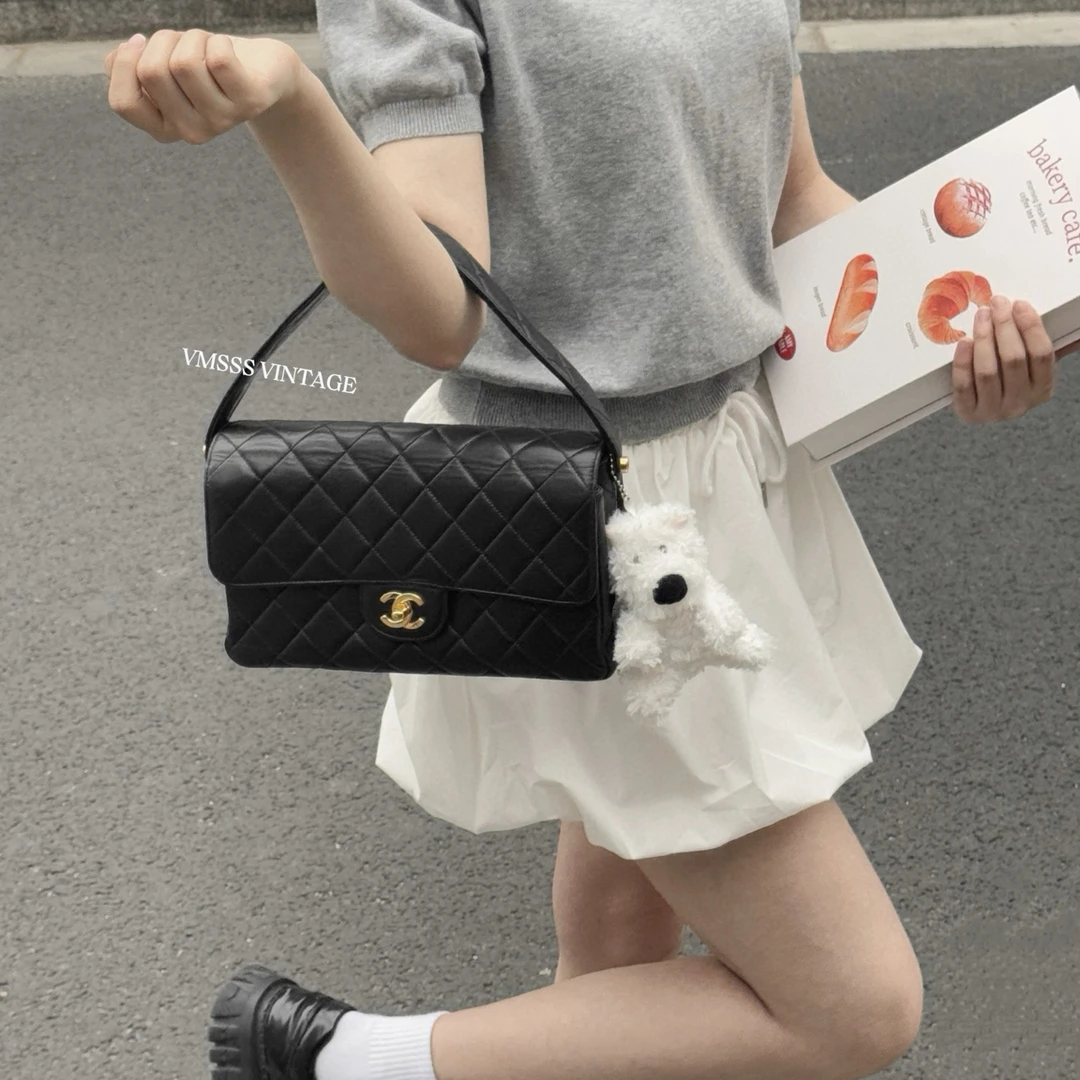 95新 Chanel/香奈儿 黑金cf双子星4开单肩包/58639 经典 百搭时尚