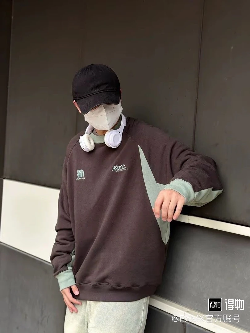 【PC】潮牌PXMX撞色毛圈卫衣 男女同款（圆领）