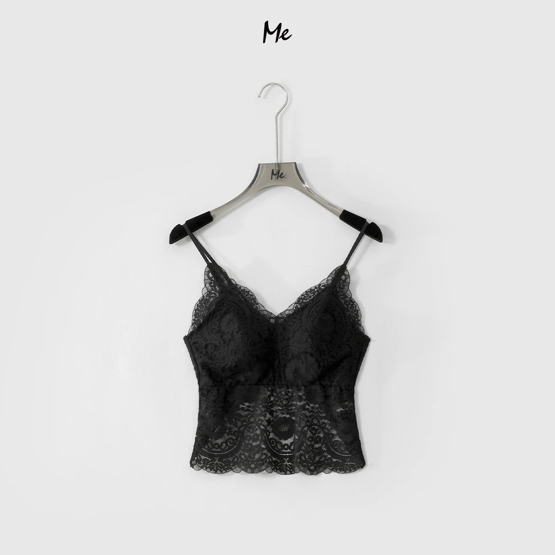 ME【纯欲蕾丝交叉美背 （含胸垫）】纯欲显瘦时尚吊带背心MESS5455