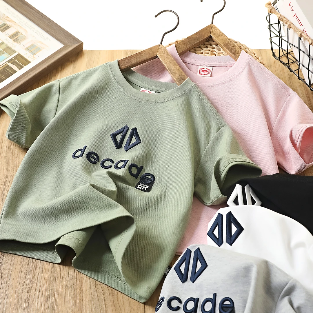 儿童圆领T恤2025夏季新款中大童休闲时尚百搭潮流字母短袖980