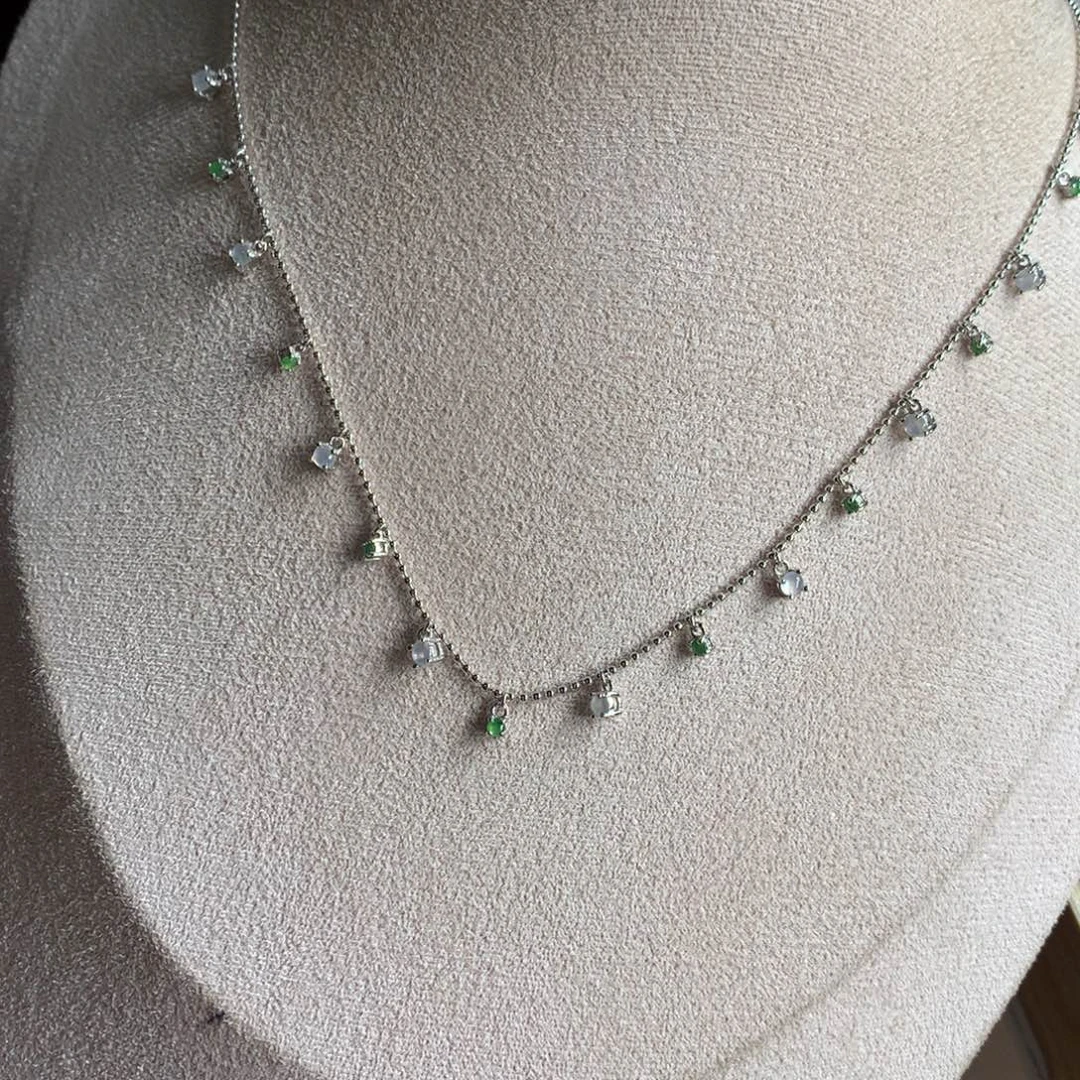 翡翠银S925镶嵌颈饰项链