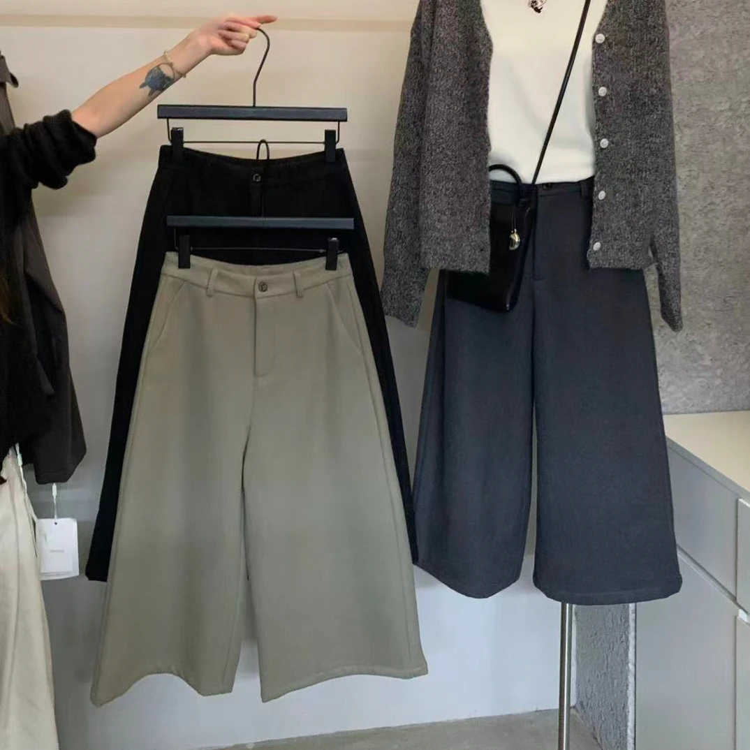 abow@83001 韩系简约百搭阔腿设计师潮牌七分休闲裤