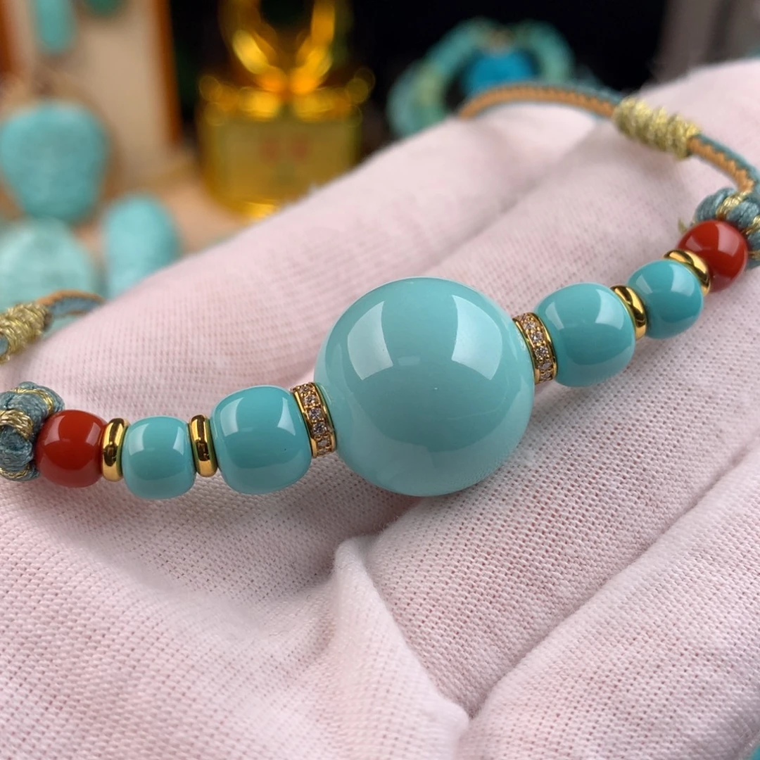 绿松石18K金镶嵌锁骨链卡18+底珠