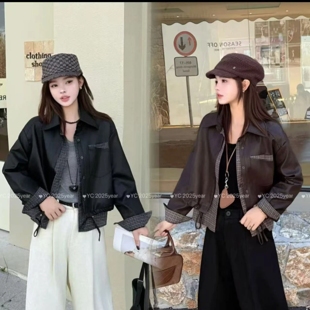 秋冬新款时尚百搭蛋白质皮外套2062