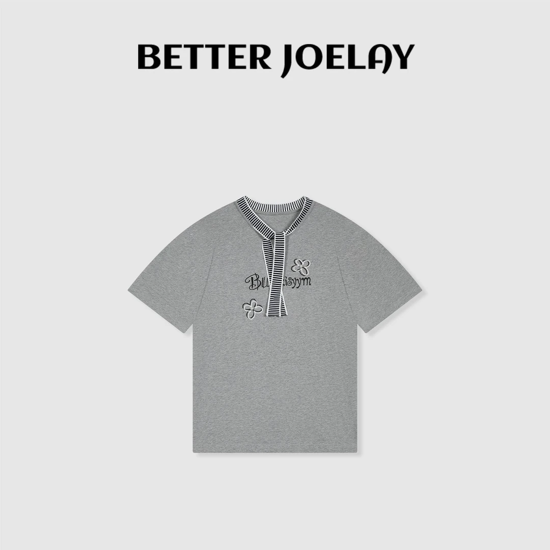 BETTER JOELAY-中版【飘带小花】时尚可爱百搭短袖T恤休闲风GG0226