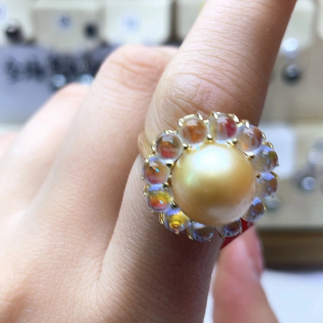 海水珍珠戒指银S925镶嵌