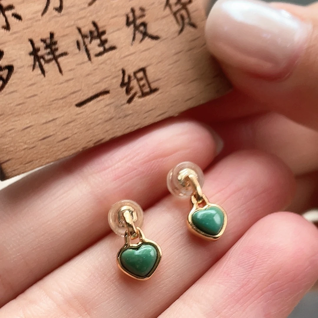 银S925镶嵌绿松石耳饰