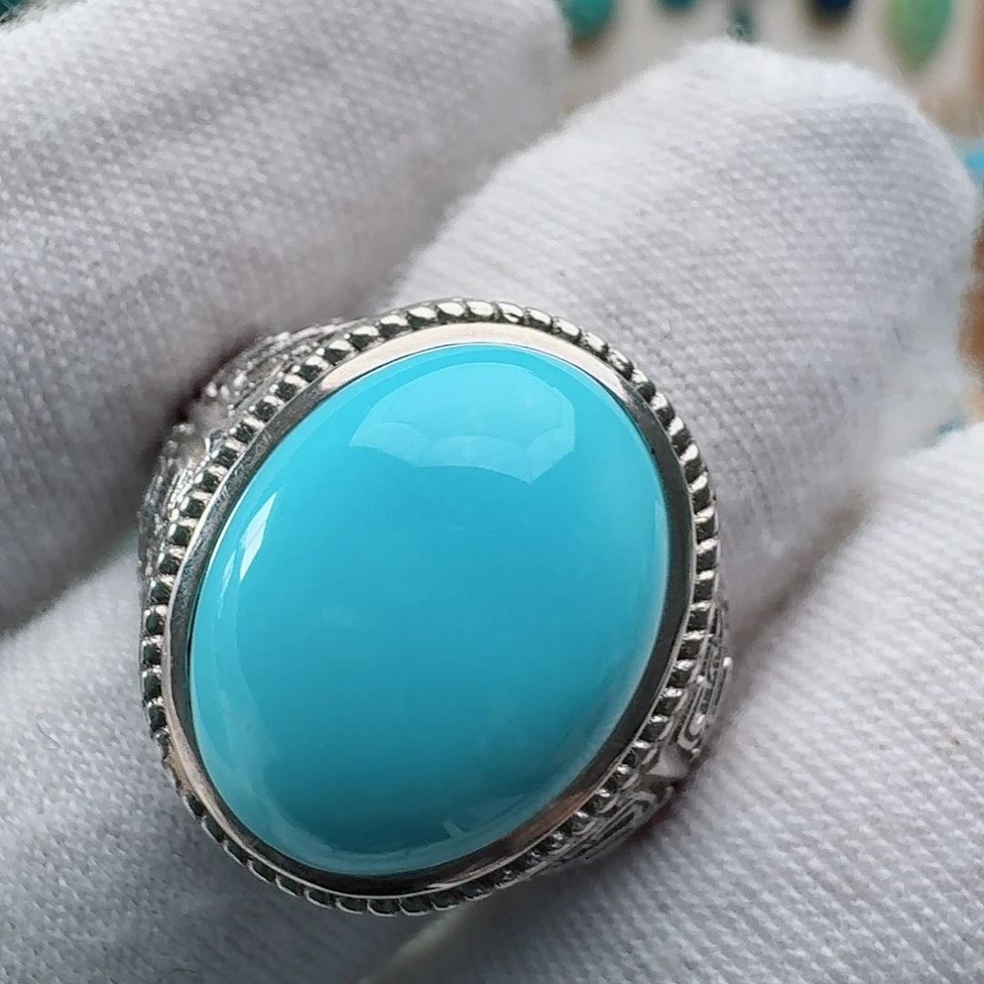 绿松石银S925镶嵌戒指