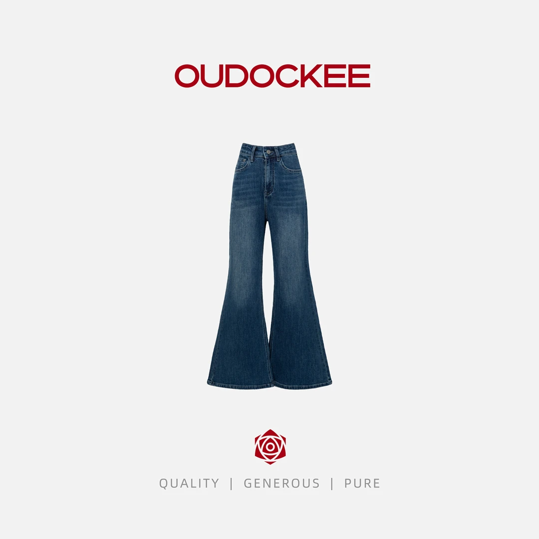 OUDOCKEE 鸥鸥【棉】喇叭裤 时髦百搭高腰显瘦直筒喇叭裤 NACAF759T