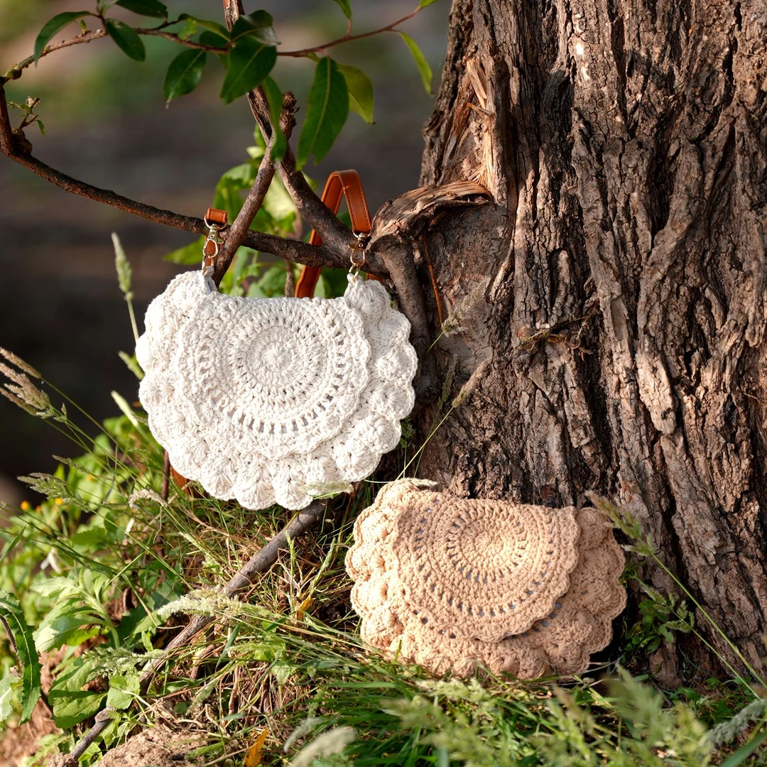 两三事【宠粉福利】文艺度假风棉线编织包镂空单肩沙滩包女包百搭