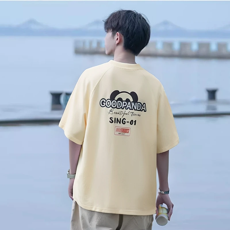 男士短袖T恤新款2025时尚夏款男生帅气圆领夏季男装上衣学生衣服