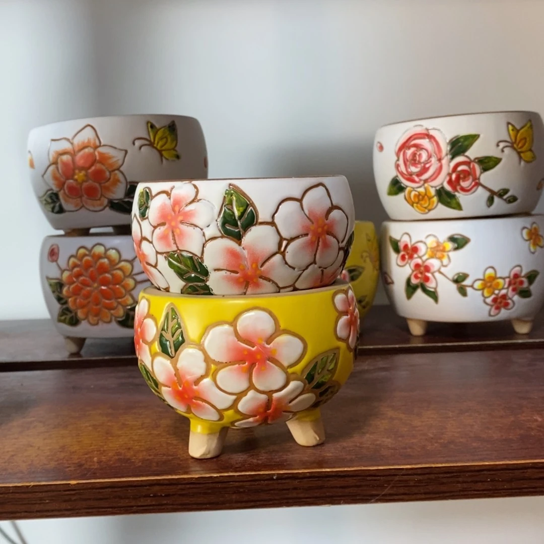 红陶韩式多肉植物花盆