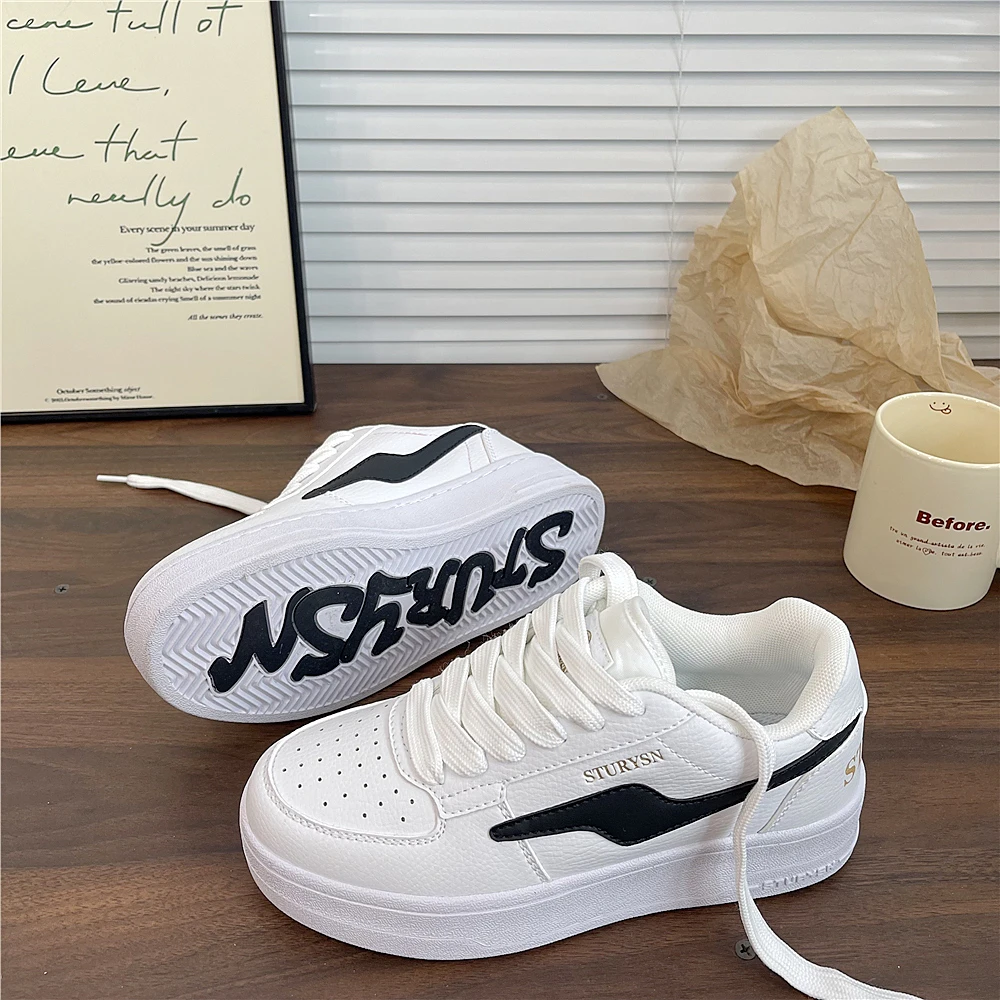 易少年 薄鞋舌厚底板鞋女ins潮流2025冬季新款百搭运动休闲小白鞋