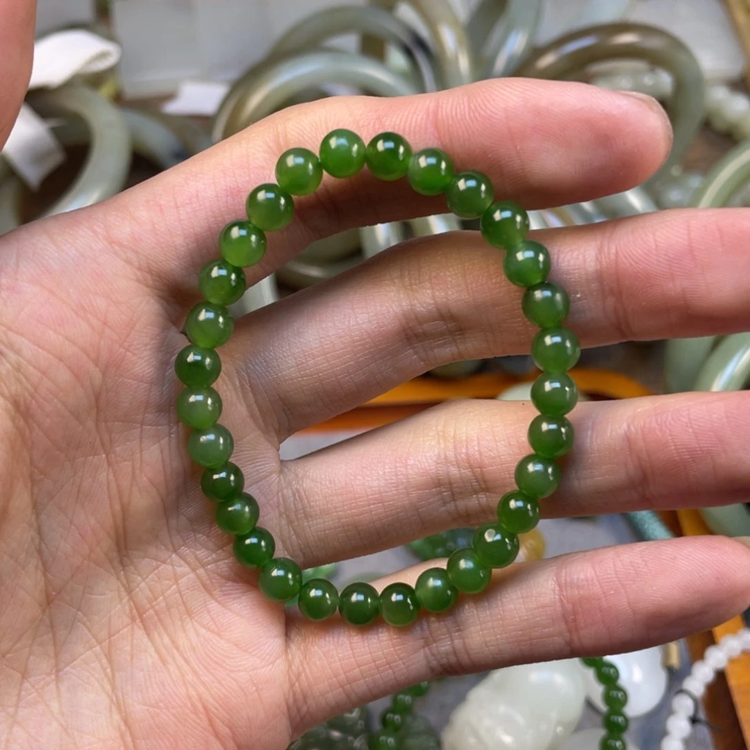 和田玉（碧玉）手链未镶嵌卡6