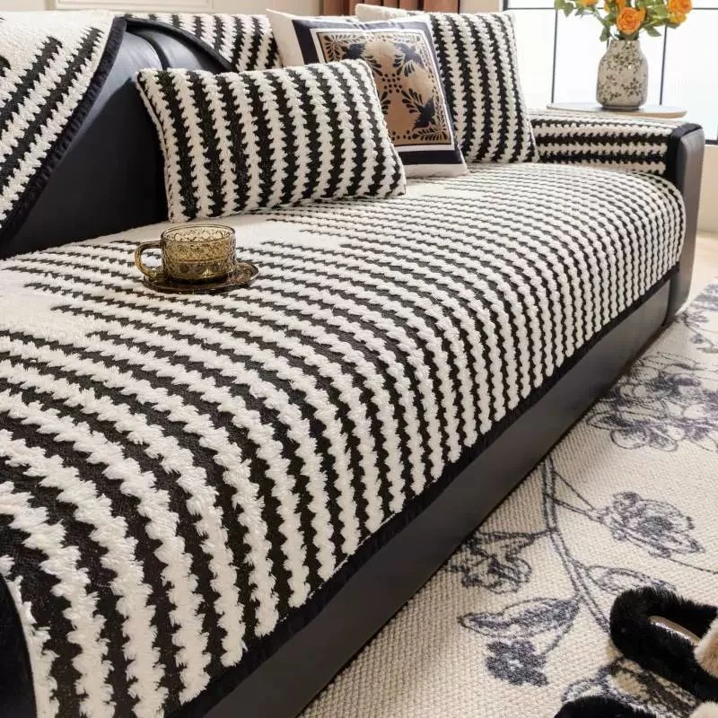 舒棉绒沙发垫秋冬加厚防滑简约轻奢盖布巾靠背巾全盖