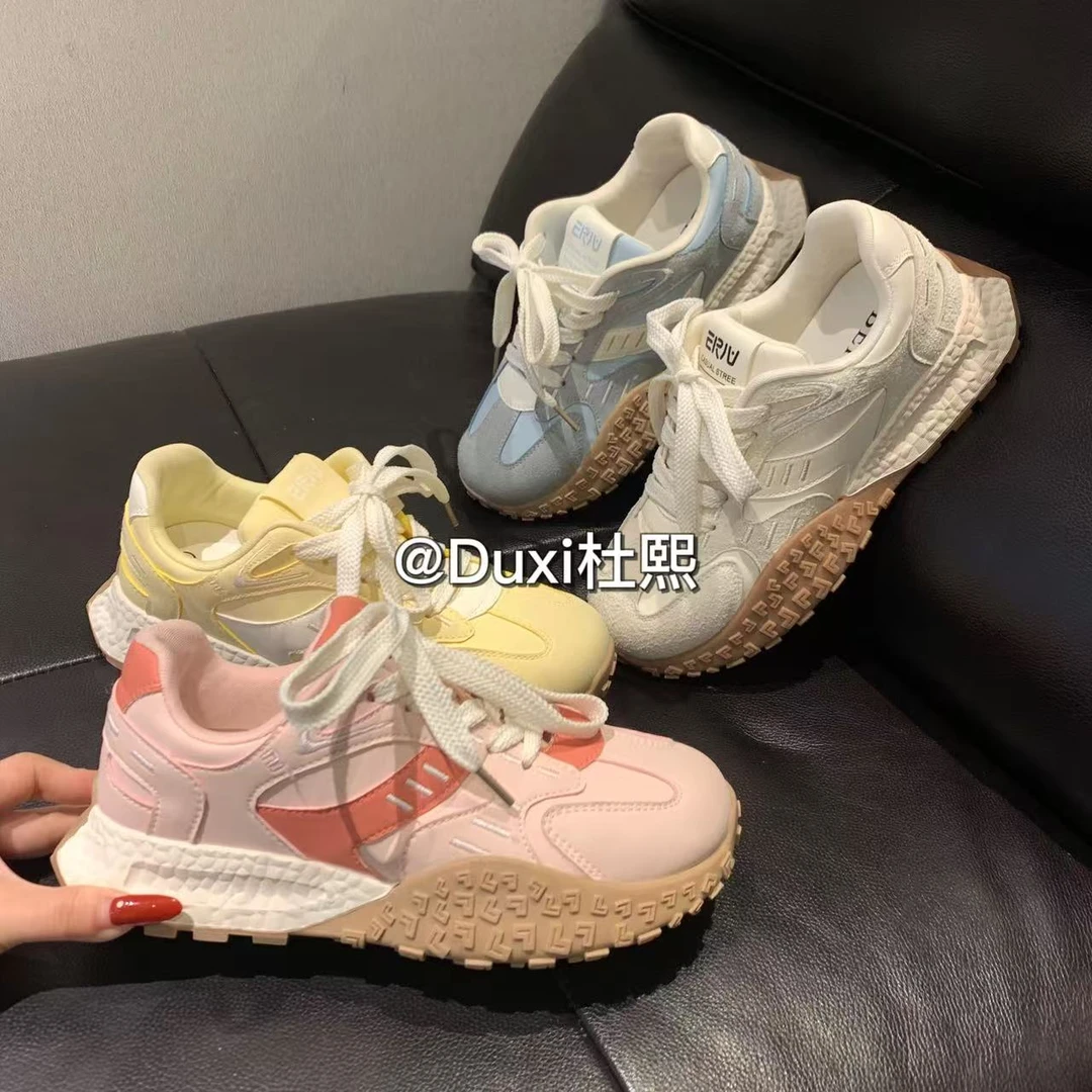 Duxi杜熙2025春季新款厚底多巴胺春夏配色百搭运动登山鞋
