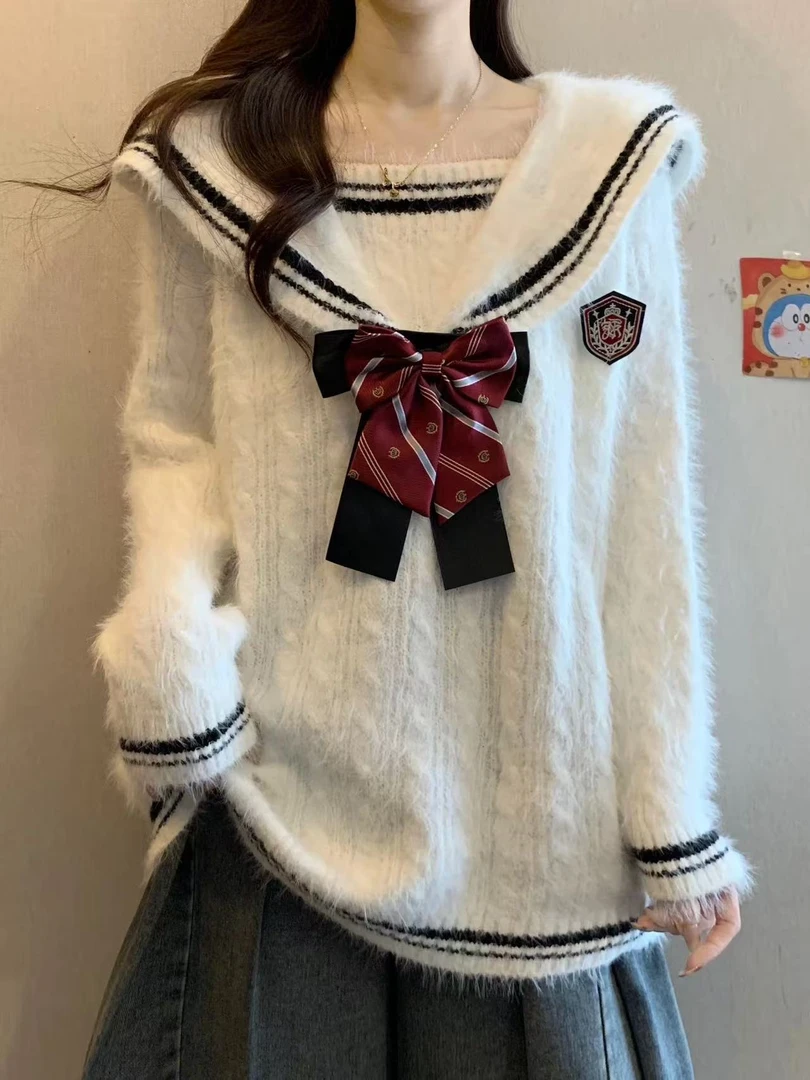 001-035【春秋冬款针织宽松韩版慵懒风套头外穿温柔设计感