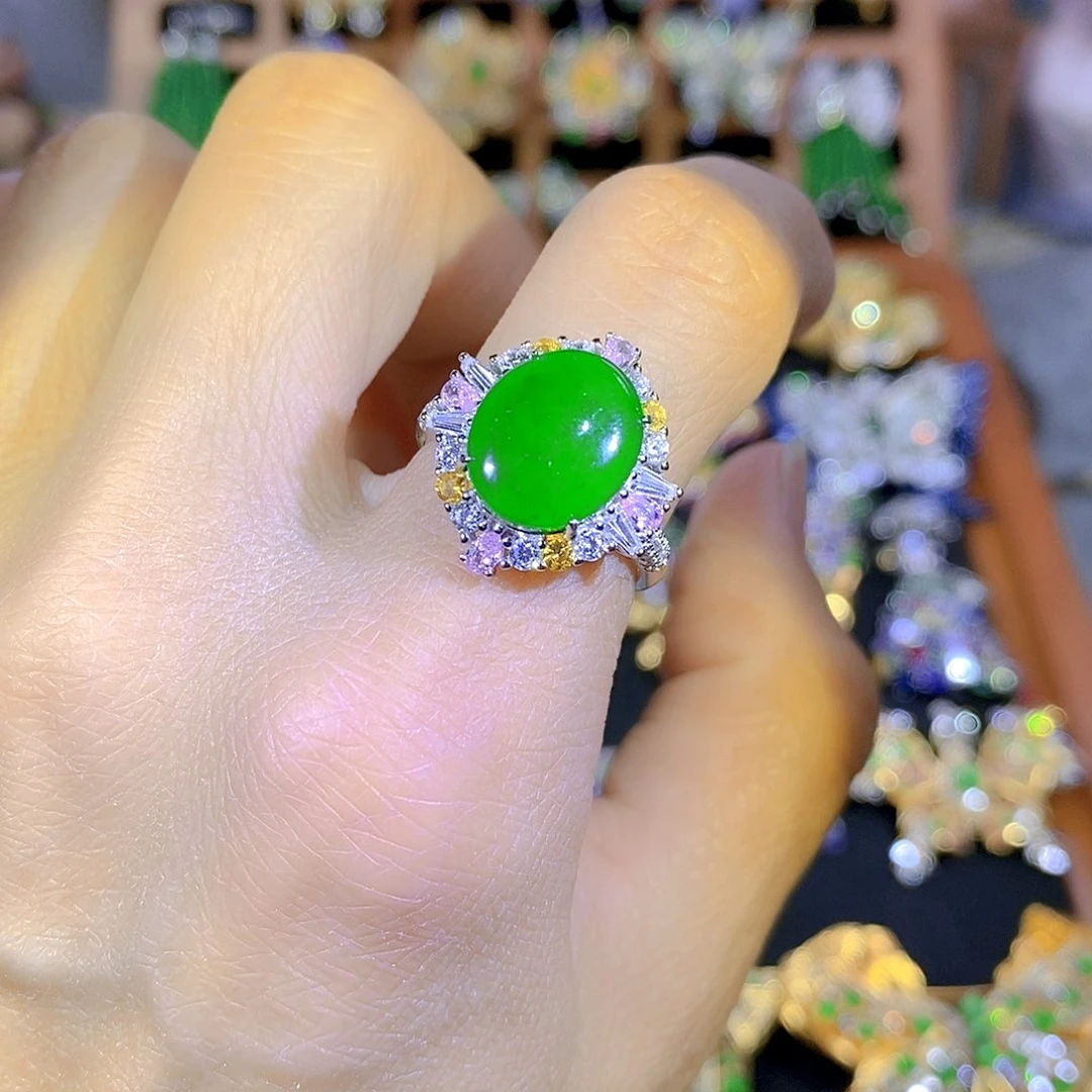 银S925镶嵌挂件翡翠