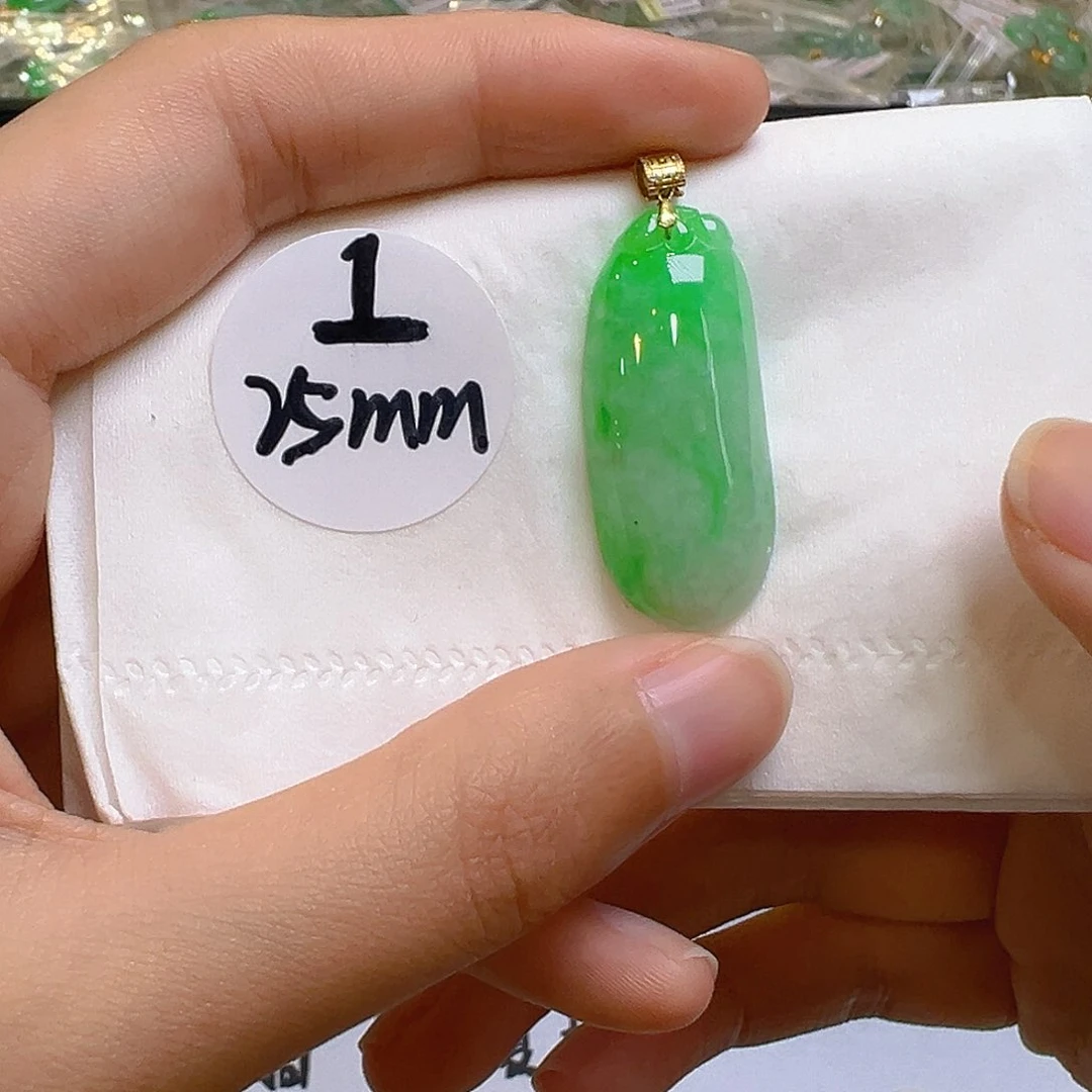 翡翠18K金镶嵌吊坠(不含链)翡翠