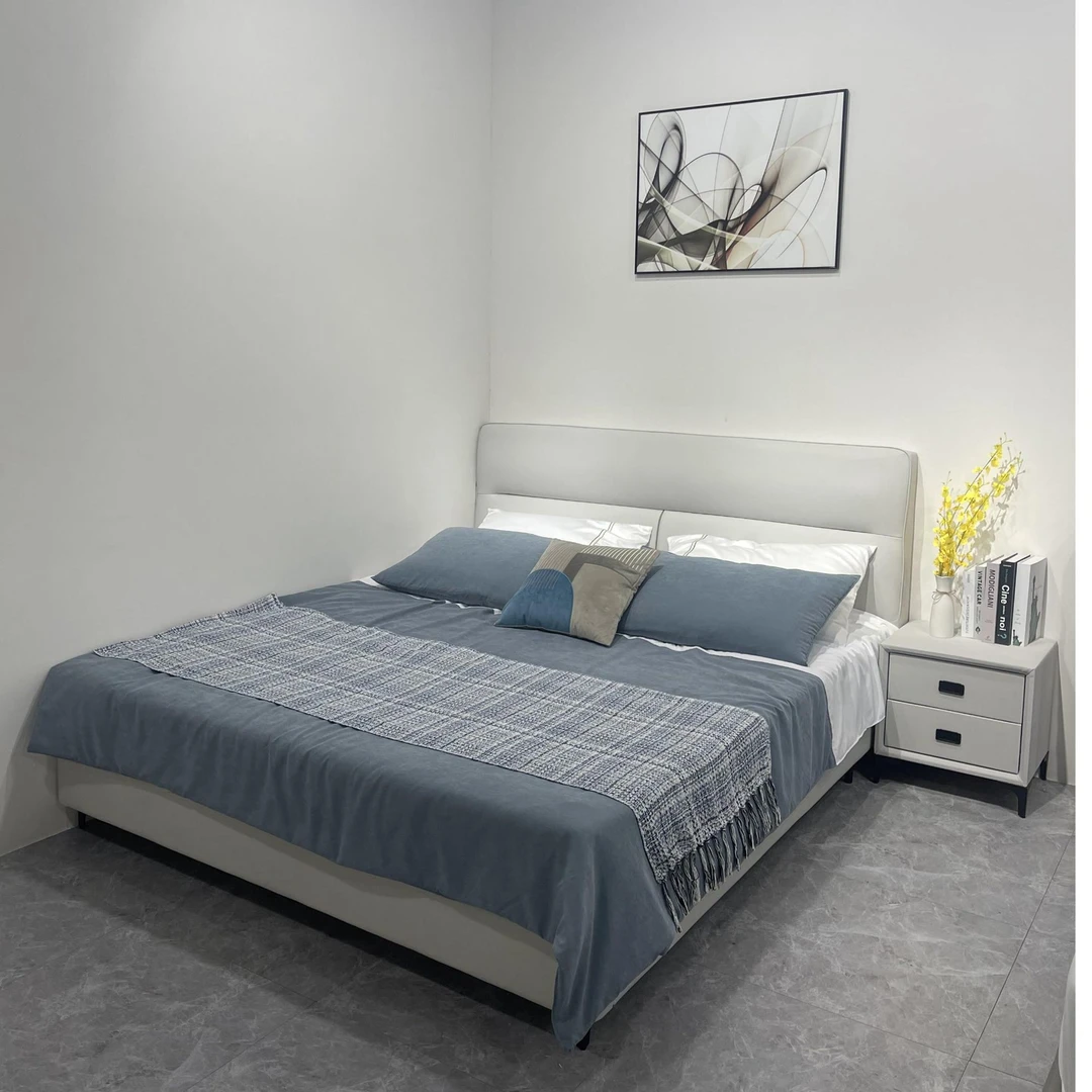 613#专属【班长活动】新款真皮床简约主卧婚床现代轻奢双人床