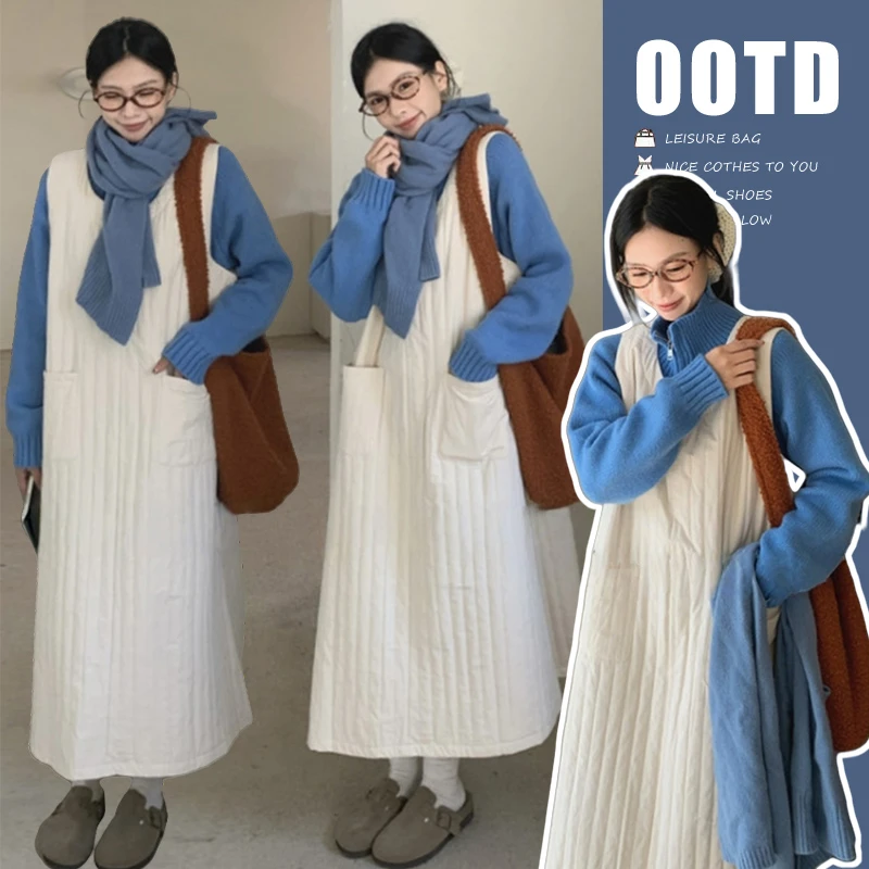 2025秋冬新款女装法式慵懒风高领针织毛衣穿搭保暖百搭背心裙套装