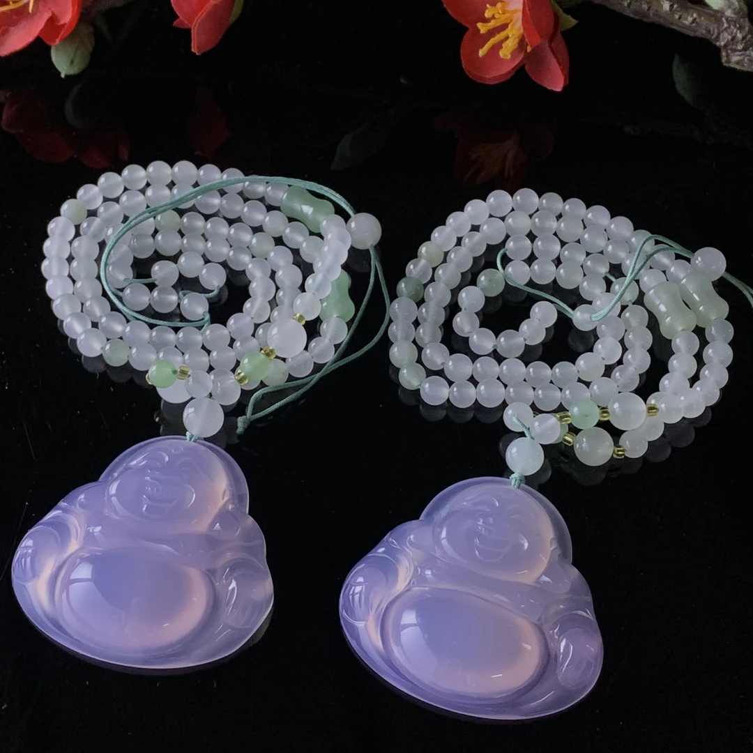 面面来财珠宝S7412-马料冰紫玛瑙佛公-配珠链-多样性发其一