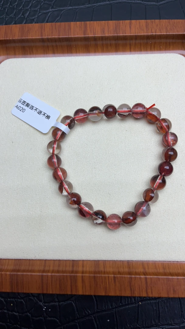 天然红胶花水晶手链A020