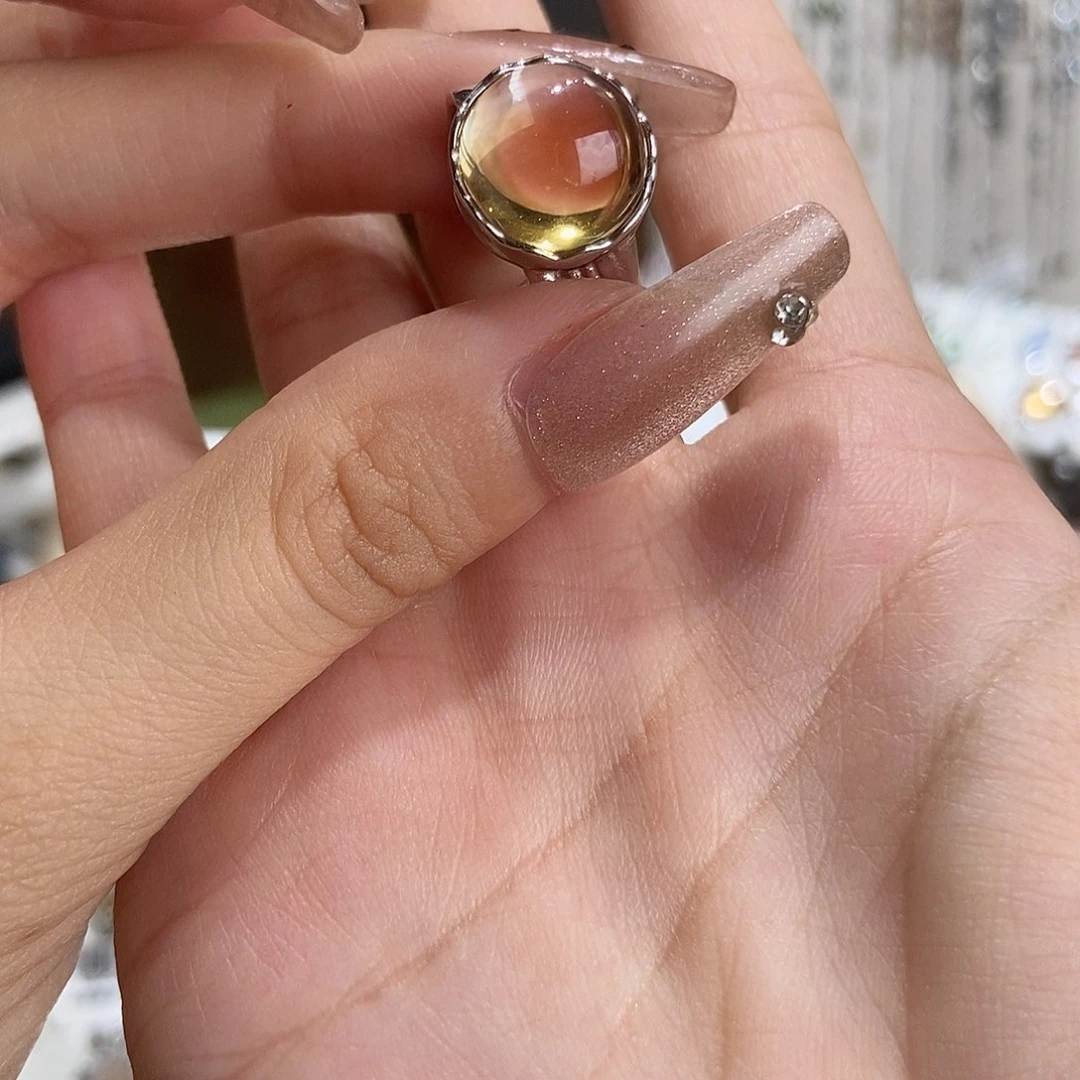 五***圈烟晶戒指银S925镶嵌黄水180