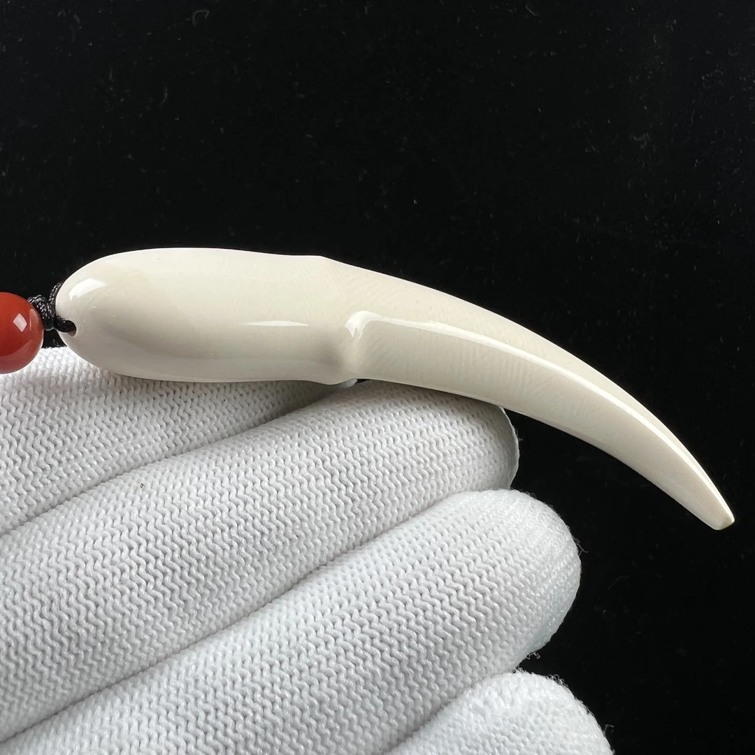 B1026天然猛犸牙雕刻 牙尖 75.5mm支持鉴定 假一罚四