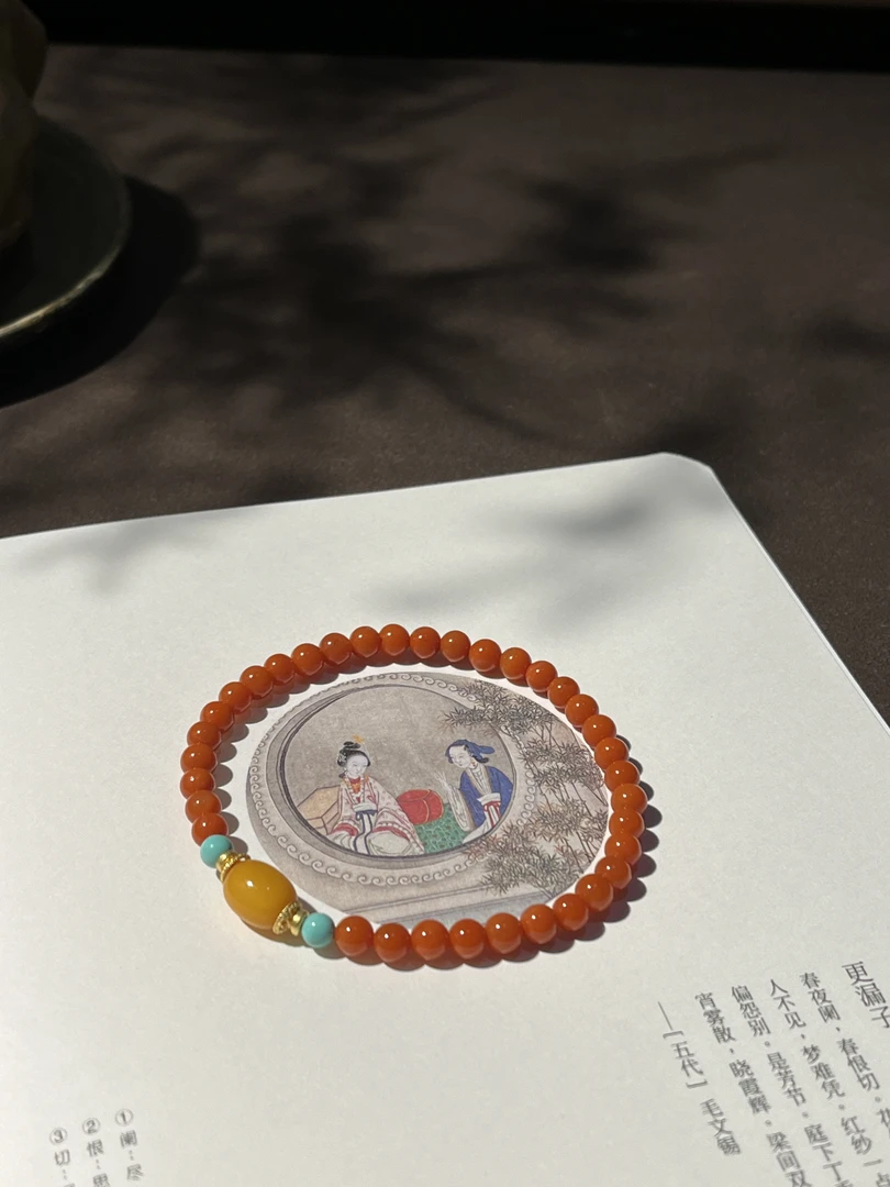 小牡丹 天然南红玛瑙手串 多样性发其一