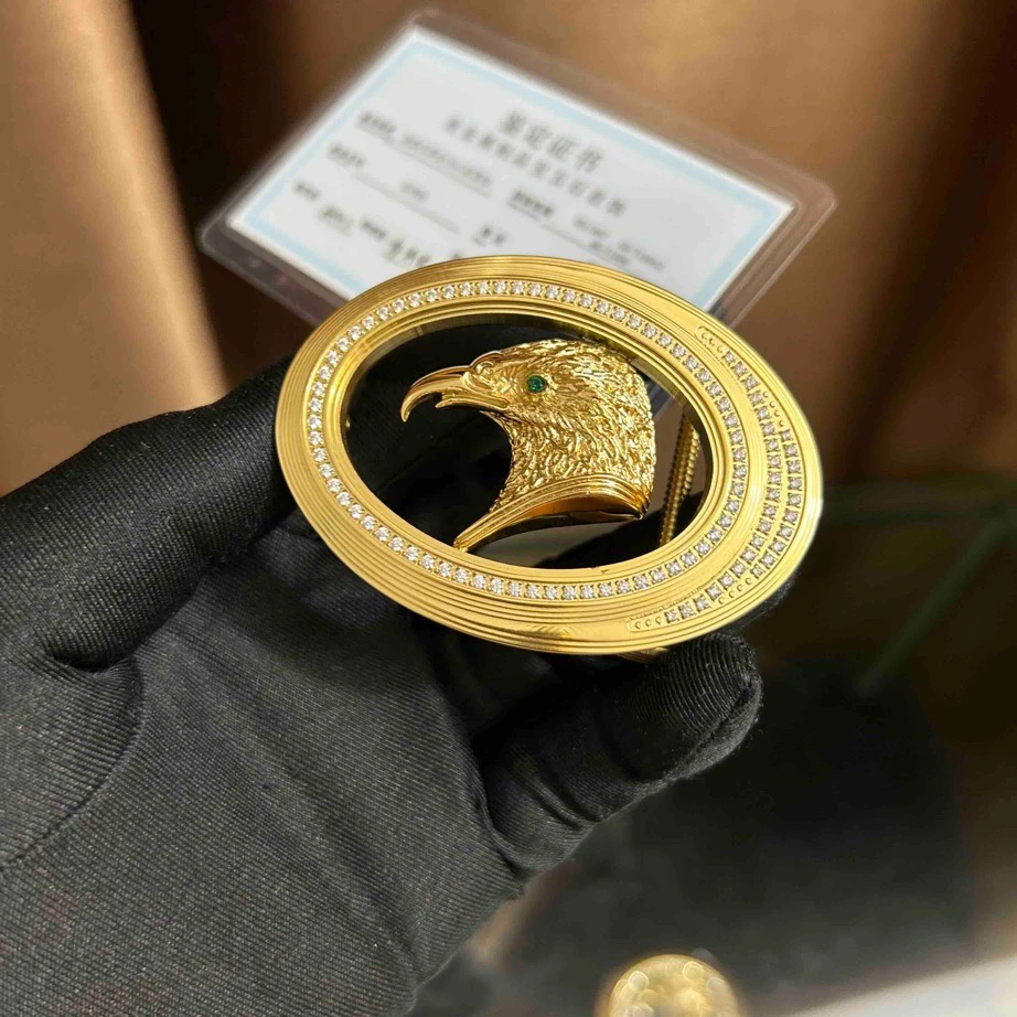 史蒂芬 24K镀金皮带扣头老鹰头3.8男士腰带扣替换扣配件卡扣无皮