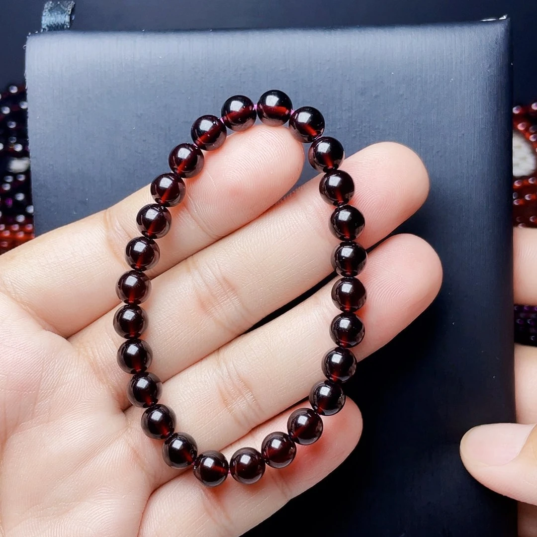 手链未镶嵌石榴石7MM高品质酒红单圈9A级