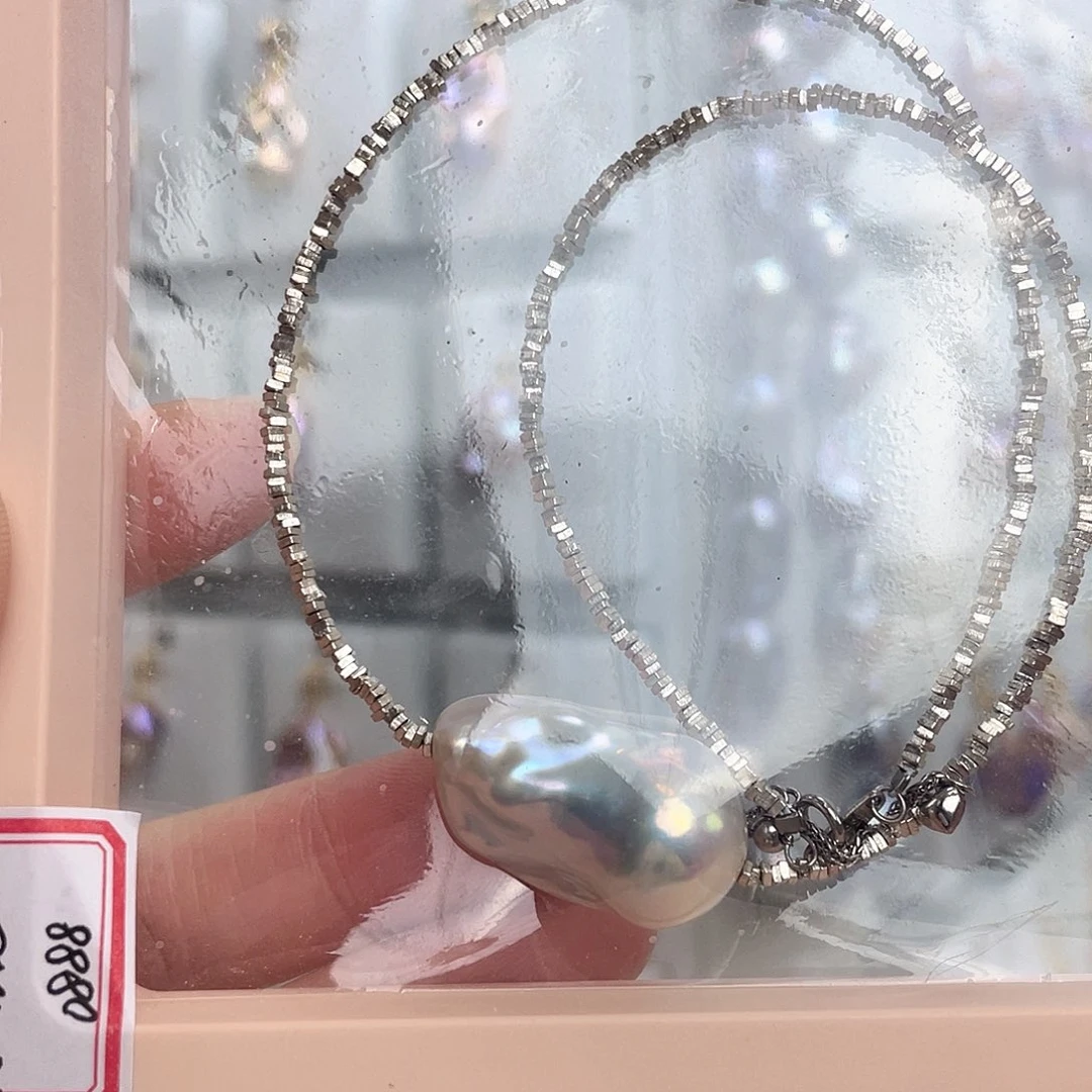 淡水珍珠银S925镶嵌颈饰