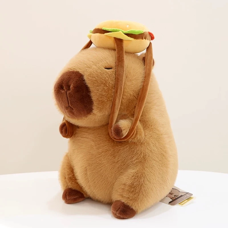 超萌可爱卡皮巴拉汉堡毛绒公仔40cm左右 有问题联系客服