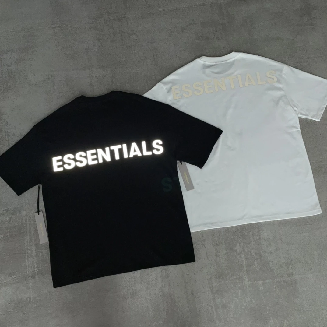 ESSENTIALS CZFOG复线背后字母反光短袖高街重磅男女T恤