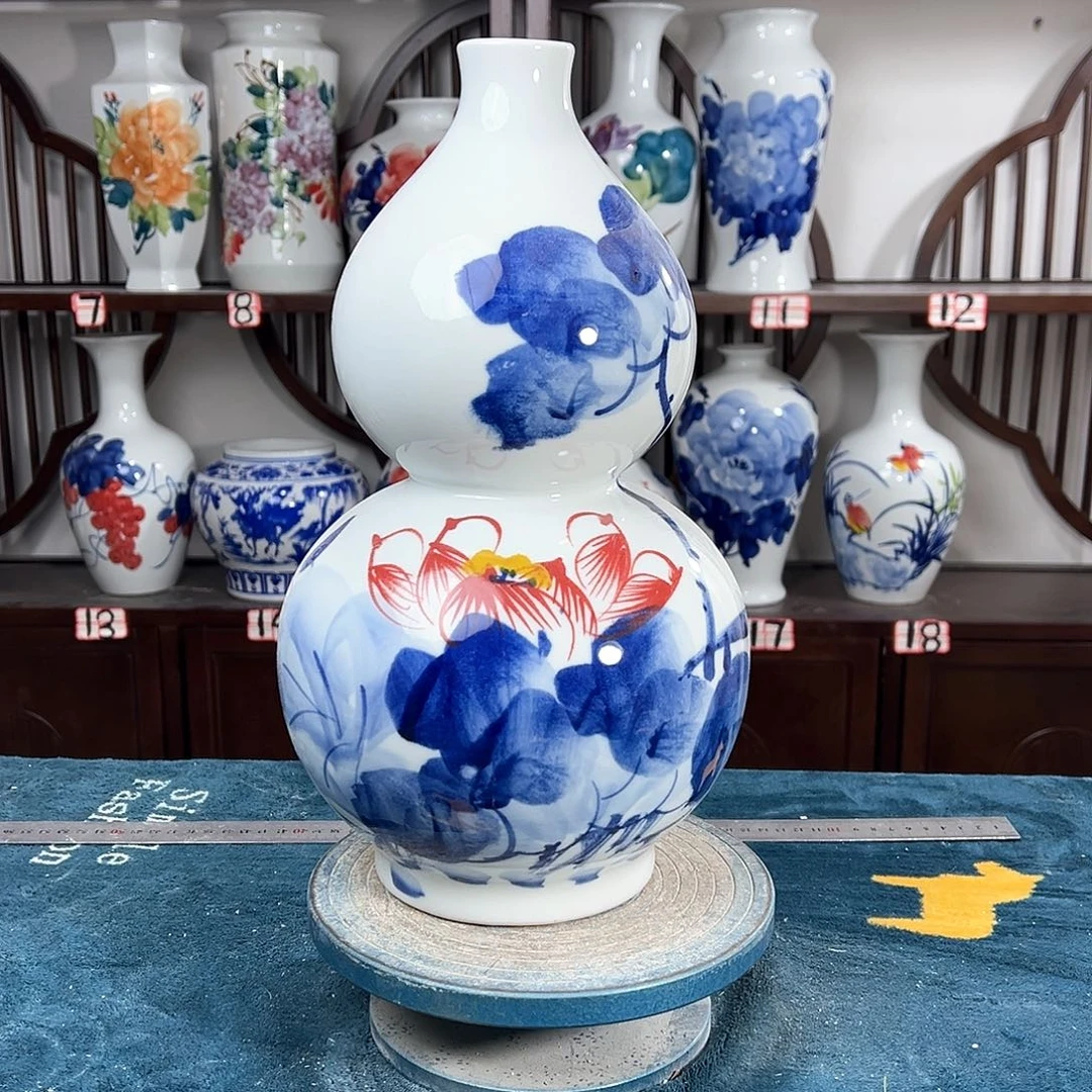 摆件景德镇陶瓷葫荷花