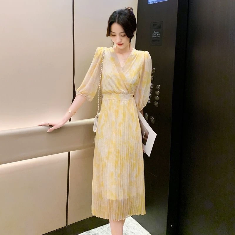 千语栀【汀花疏影】雪纺夏季设计感显瘦裙子女款爆款2025新款高级感