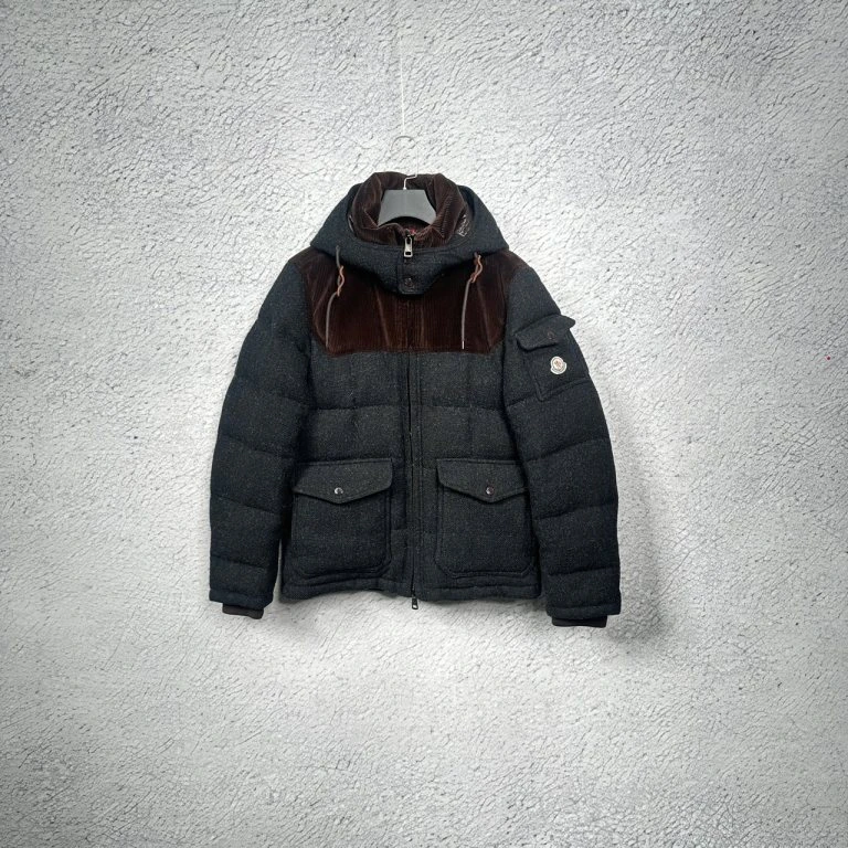 99新 MONCLER 羊羔绒灯芯绒羽绒服拼接外套/1码