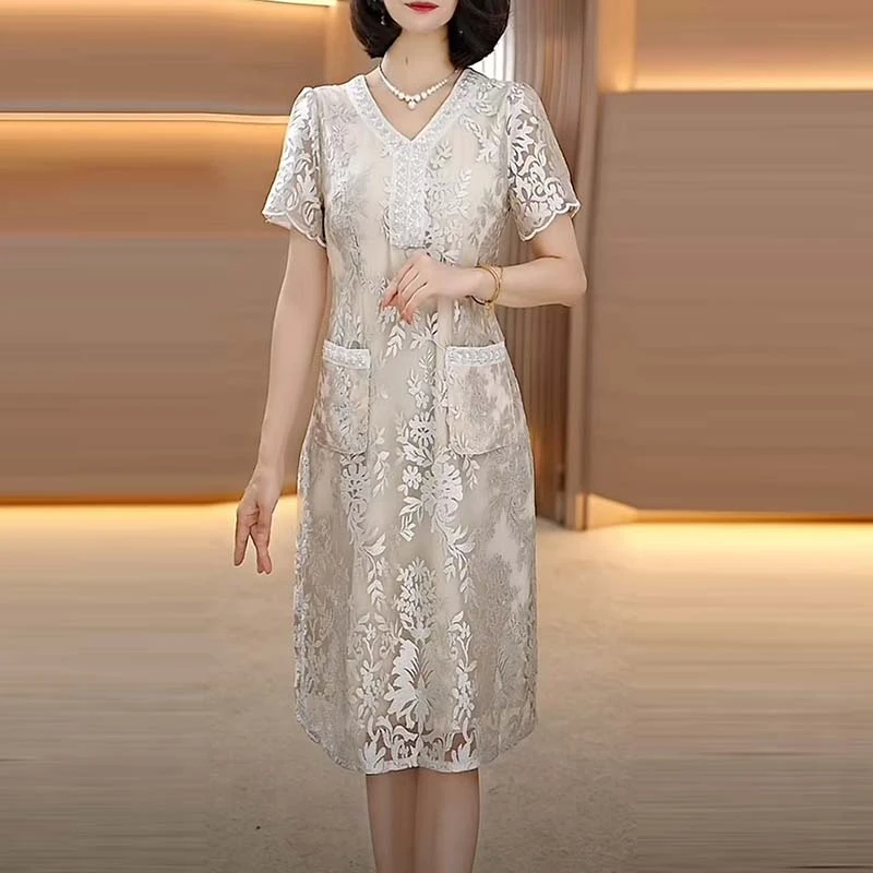 2025夏季新款A1575气质遮肉显瘦大码连衣裙女修身女装连衣裙