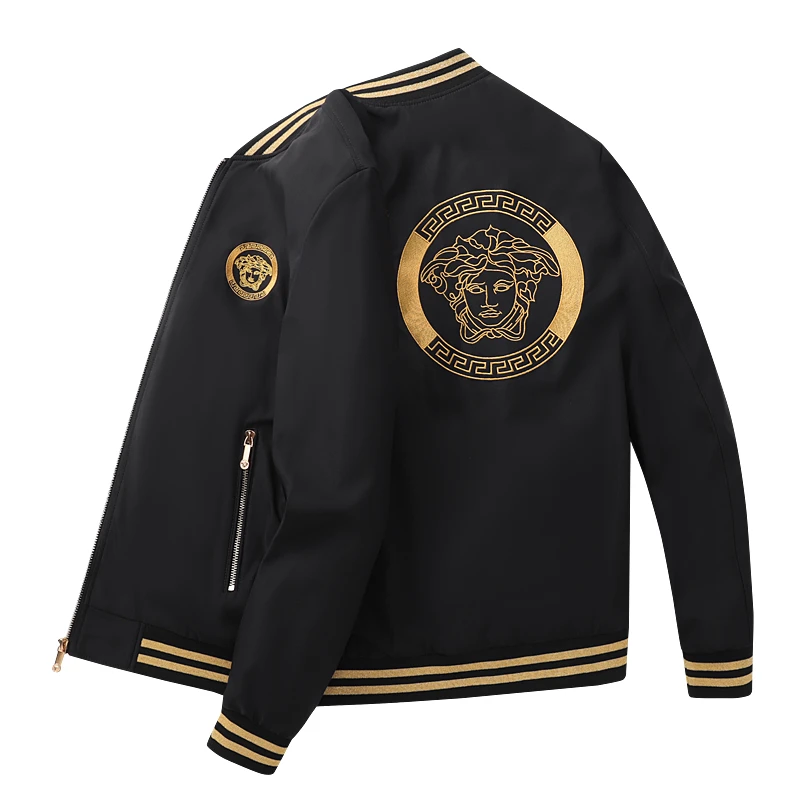 春秋夹克男外套休闲美人头男士上衣时尚刺绣休闲百搭潮流男装8884