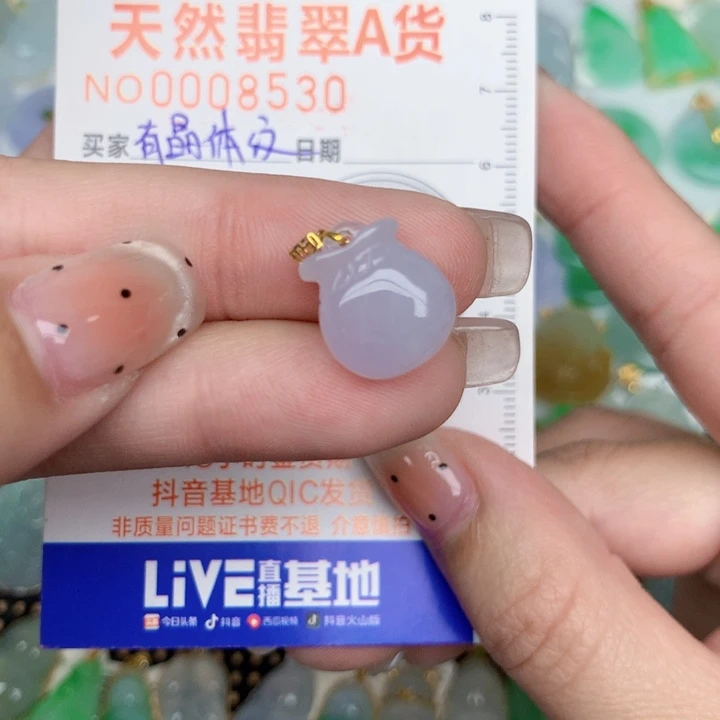 翡翠18K金镶嵌颈饰钱袋