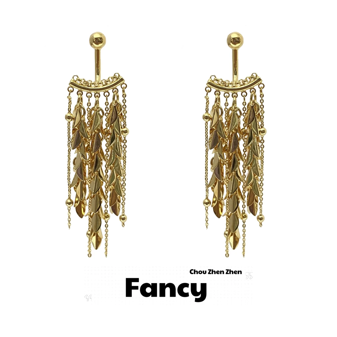 铜合金耳饰 【惊鸿舞耳环】秋冬小众高级感麦穗流苏百搭气质耳饰