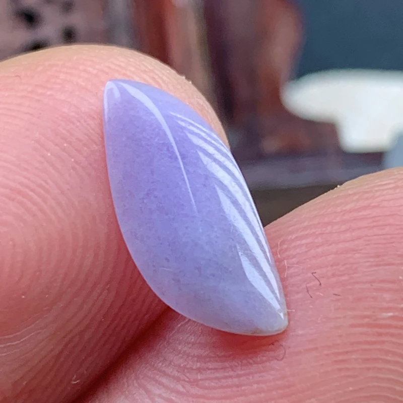 翡翠缅甸纯天然A货玉器未镶嵌冰种淡紫色随形戒面裸石可定制镶嵌